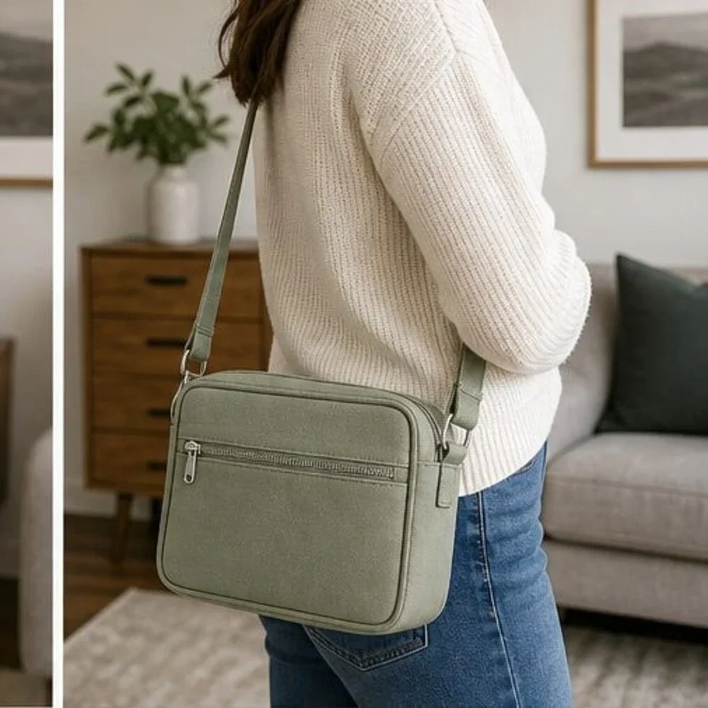 Sage Canvas Crossbody Bag